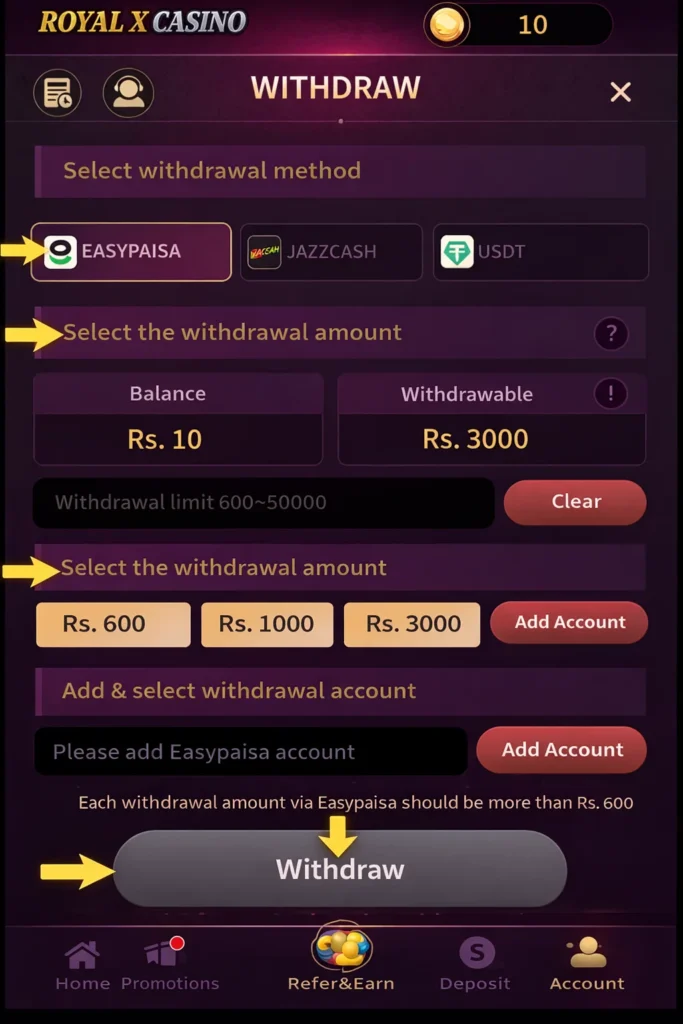 Royal X Casino Withdrawal